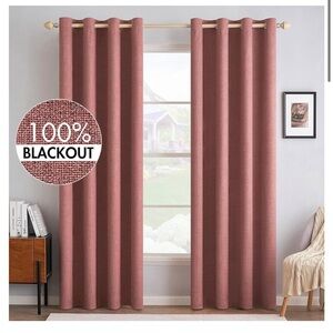 Blackout dusty rose linen curtain